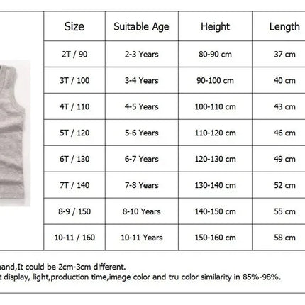 Children's Vests T-shirts Summer Boys Girls Cotton Sports Tops Waistcoat Solid Color Casual Kids Vest