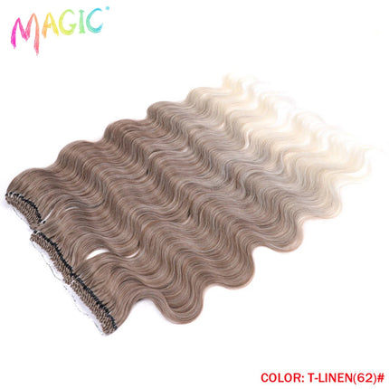 Magic Synthetic Hair Extensions 24inches 3PCS Body Wave Hair Bundles Ombre Blonde Color Tresses Fake Hair Accessories Cosplay