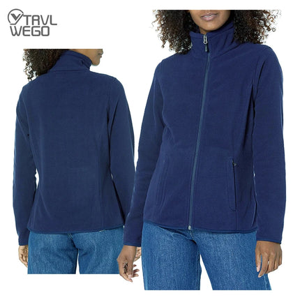 TRVLWEGO-Thermal Fleece Hiking Jackets for Women Classic Fit Full Zip Polar Soft Fleece Outdoor Climbing Coats Trekking Camping
