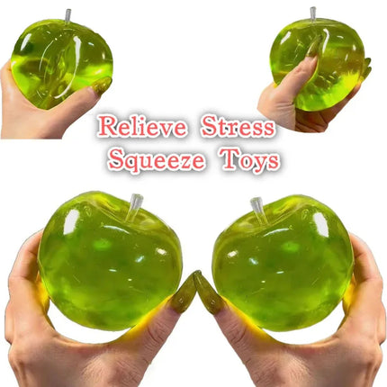 Squishy Green Apple Stress Ball Fidget Sensory Toy for ADHD Autism Slow Rebound Squeeze Toy for Kids Adults Decompression Gift