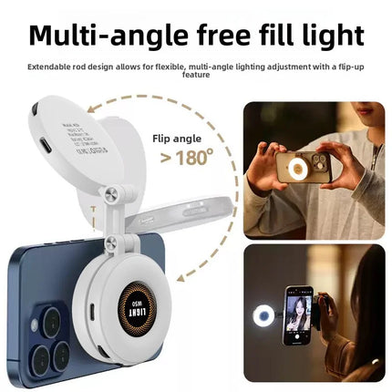 Folding magnetic mobile phone fill light, landscape and portrait shooting outdoor LED mini fill light, handheld light