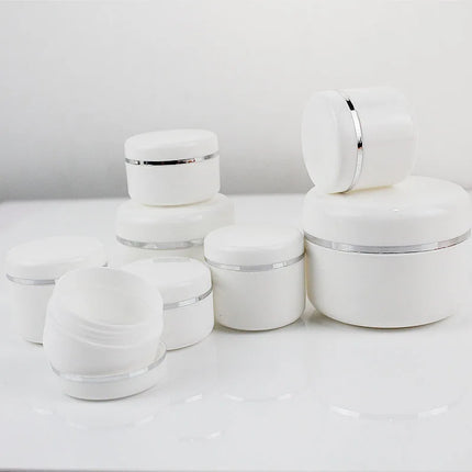 30Pcs/Pack 20g 30g 50g Cream Jar White Plastic Makeup Container Sample Cosmetics Box Empty Makeup Jar Pot Refillable Bottles