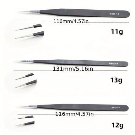 6 Pieces of Anti-Static Stainless Steel Tweezers, Precision Repair Industrial Maintenance Curved Tools, Household Model Making Hand Tools