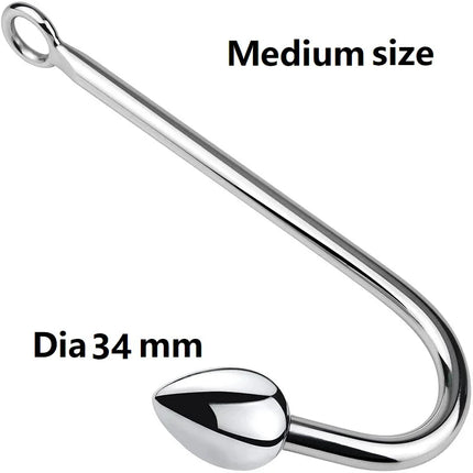 Small medium large 3 balls set metal anal hook beads head butt plug dilator prostate massager insert bdsm sex toy for male