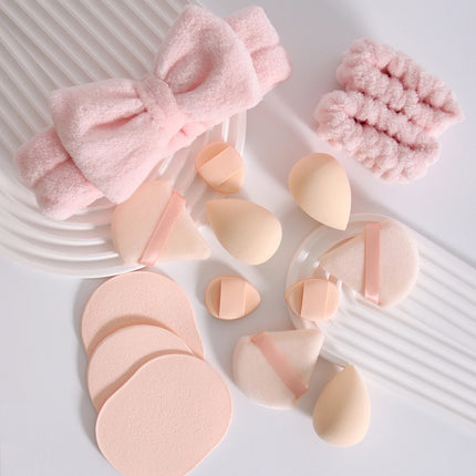 15 件套 Cosmetic Puff Makeup Sponge Blender Beauty Egg Foundation Sponges Puff Wash Face Headband Wristband Make up Accessories