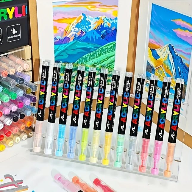 12-288 Colors Acrylic Paint Pen Markers Acrylic Felts Brush Tip Paint Markers For Rock Painting Canvas Christmas Gift DIY Crafts