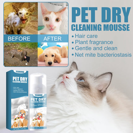 YEGBONG Pet Dry Shampoo Gentle Odor Neutralizing Hair Softening No Rinse Vet Recommended for Puppies Kittens Sensitive Skin