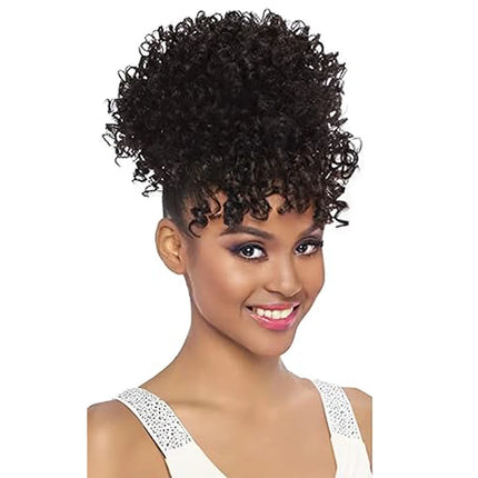 Drawstring Ponytail with Bangs Afro Puff Ponytail Extensions for Women Short Curly Puff Ponytail with Bangs Clip in Wrap Updo Ha