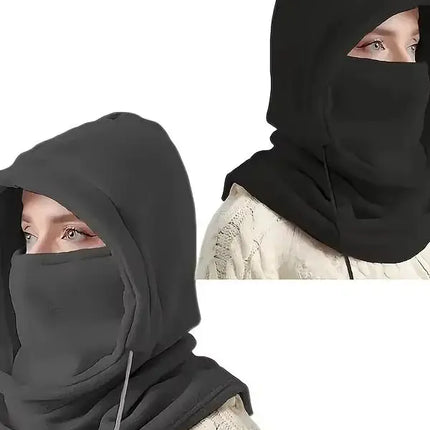 Unisex Winter Balaclava Knit Hood - Windproof Mask with Drawstring, Motorcycle Riding Headgea Warm Knitted Cap Cold Weather