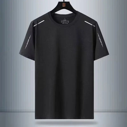 Ice Silk Short Sleeve T-Shirt Men's Summer Thin Quick Dry Mesh Sport Fitness Half Sleeve Casual Elastic T Summer Wear