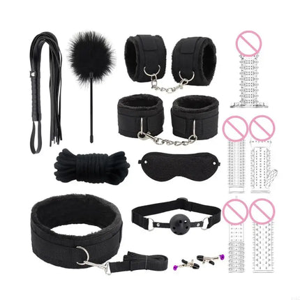 Sexy BDSM Kits Plush Sex Bondage Set Sex Games Whips Gag Nipple Clamps for Couples Exotic Accessories