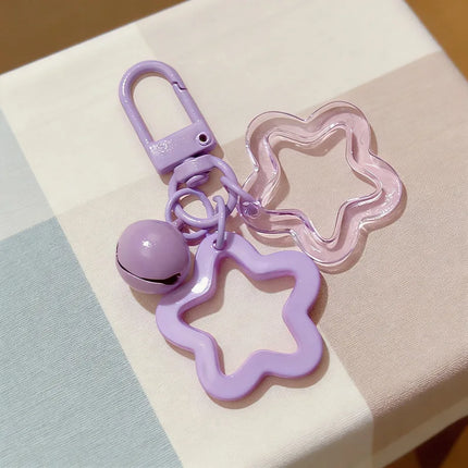 Acrylic Creative Cute Hollow Design Star Bell Keychain Pendant For Men Women Bag Charm Car Keychain Accessories Jewelry Gifts