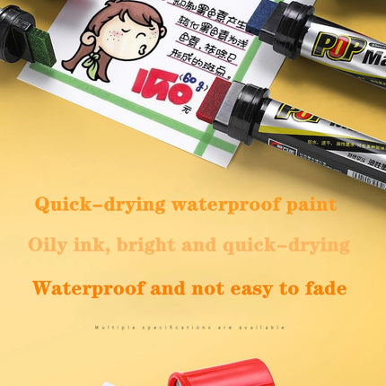 POP Waterproof Paint Permanent Sketch Graffiti Refillable Markers Pen Drawing Poster Manga Office School Art Stationery Supplies