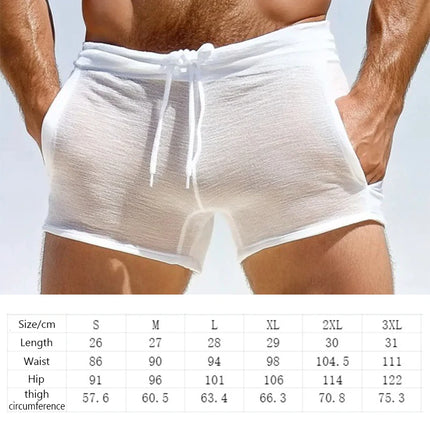 New Large Size Men's Sexy Lace-Up Shorts Home Seaside Beach Leisure Comfortable Men Fitness Shorts