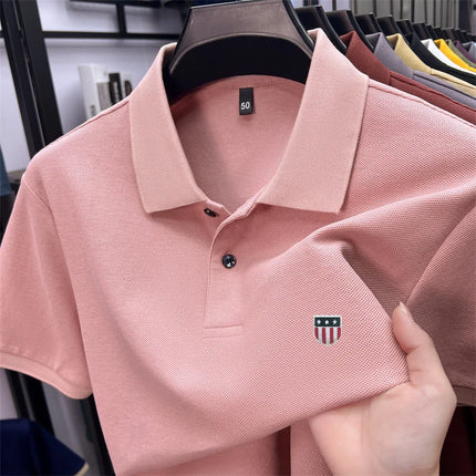 men's summer luxury brand cotton 100% polo shirt lapel printing short sleeves t-shirt business leisure ventilate men's clothing