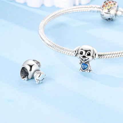 Original 925 Sterling Silver Charm Bead Balloon Poodle Cute Puppy Heart Charm Fit Bracelet Bangle Pendant Women DIY Jewelry Gift