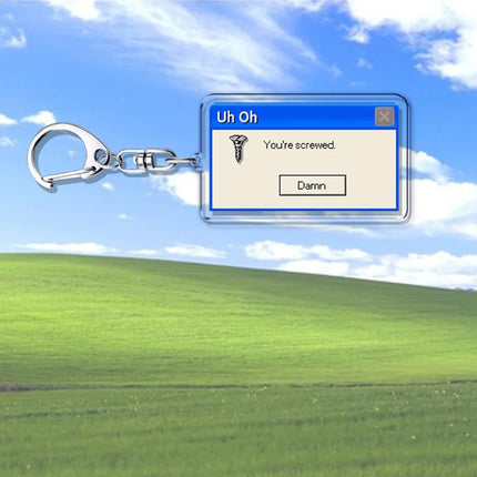 Creative XP Window Keychains for Accessories Bag Funny Task Failed Successfully KeyChain Ring Jewelry Fans Gifts Keyrings
