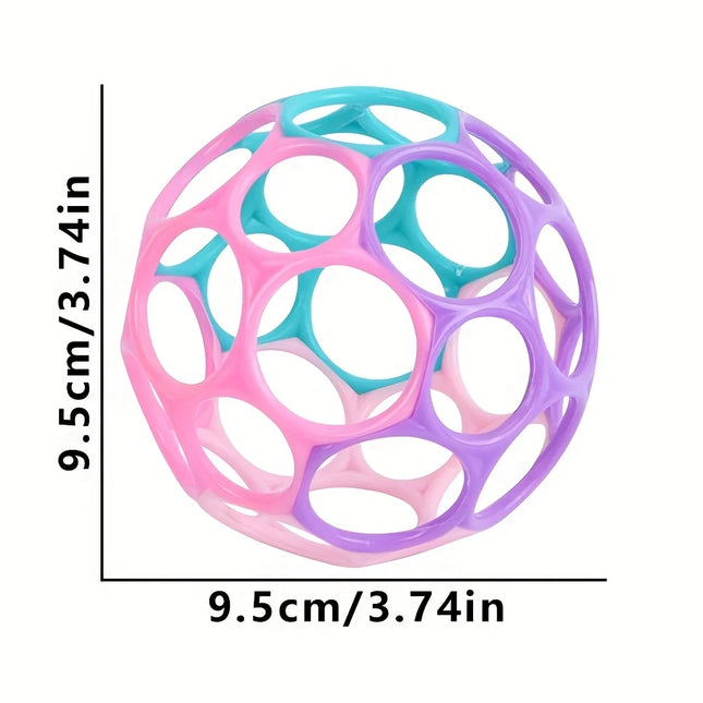 4 Color Baby Grip Ball,Cutout Design Infant Hand Grasp Toy for Flexibility,Educational Sensory Ball for Toddler Gift Baby Rattle