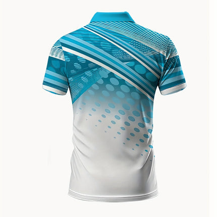 Summer Fashion All Season Comfortable Men's Casual Short-Sleeved Shirt Top Men's Geometric Pattern Printed Short-Sleeved Polo Shirt