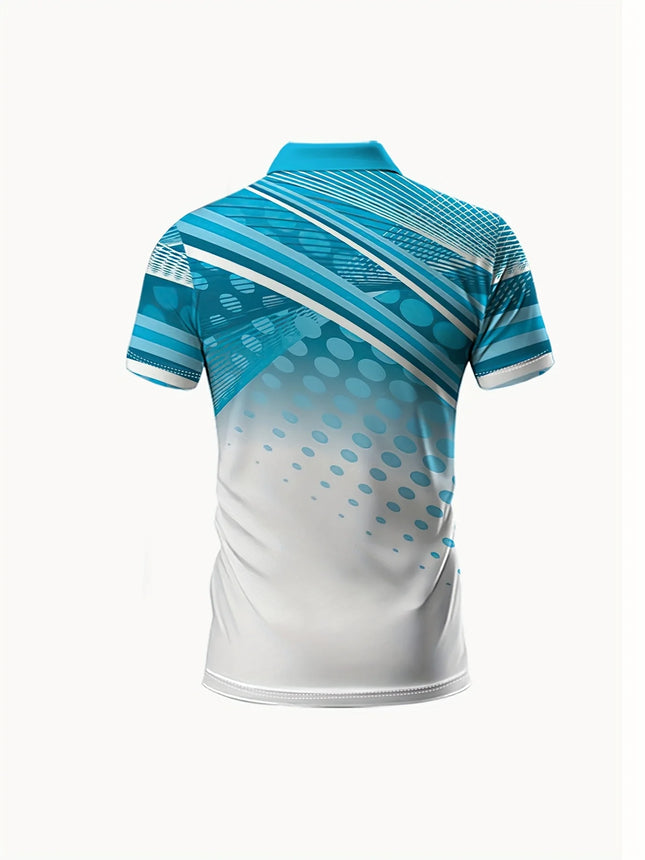 Summer Fashion All Season ComfortableMen's Casual Short Sleeved Shirt TopMen's Geometric Pattern Printed ShortSleeved Polo Shirt