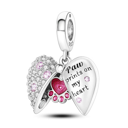Charms 925 Sterling Silver Cute Cat Collection Charms Beads Paw Print Pendant Beads Fit Original DIY Bracelet Gift Women Jewelry