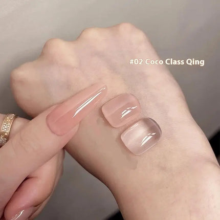 1pc 5g Nail Polish Jelly Ice Clear Nude, Peelable UV LED, Glossy Finish, Solid Color Pattern DIY Nail Art