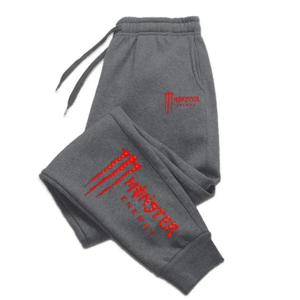 Monster Energy Letter Print Multi-functional Drawstring Casual Pants Men's Loose Fit Straight-Leg Sports Pants