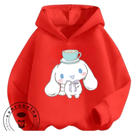 Cartoon Trendy Cinnamoroll Hoodie 3-14Y Boys Girls Autumn Winter Cute Kawaii Street Hot Fashion Outdoor Casual