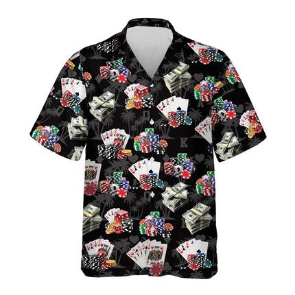 Summer Poker Casino Hawaiian Shirt Men Fashion 3d Printed Playing Card Button Down Shirt Women Lapel Short Sleeve Aloha Blouse