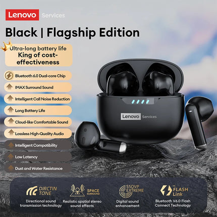 Lenovo LE259 Deep Bass Wireless Earphones Bluetooth 6.0 HD Crystal Calls Gaming Headphones Ultra-Low Latency Earbuds Waterproof