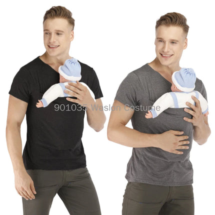 Adult Safety Kangaroo Pocket T Shirt Carrier Pregnancy Clothes Summer Short Sleeve Mother Father Top for Feeding Big Daddy Shirt