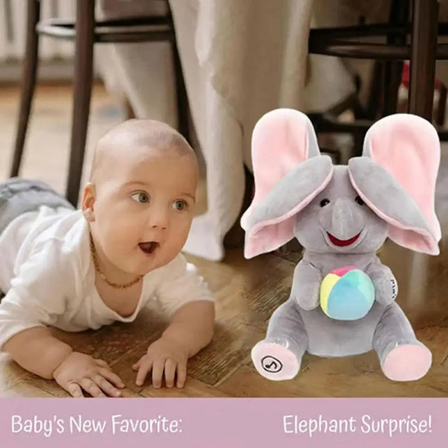 Hide And Seek Elephant Plush Toy Baby Head Up Training Soothing Singing Musical Doll New Born Gift For 3-12 Months