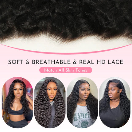 WOWANGEL Burmese Curly 13x6 HD Lace Frontal Only 13x4 Full Frontal Invisible 5x5 6x6 HD Lace Closure Only Virgin Hair Melt Skins