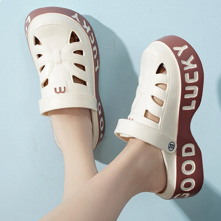 Smile Women's Sandals Popular Casual Slip-on Cave Shoes Summer New Soft-bottomed Comfortable Beach Sandals Thick-soled Slippers