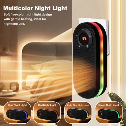 500 to 1000W Electric Heater Plug in Wall Space Heater With Timer Warmer Machine with Night Light Fast Heating For Home Office