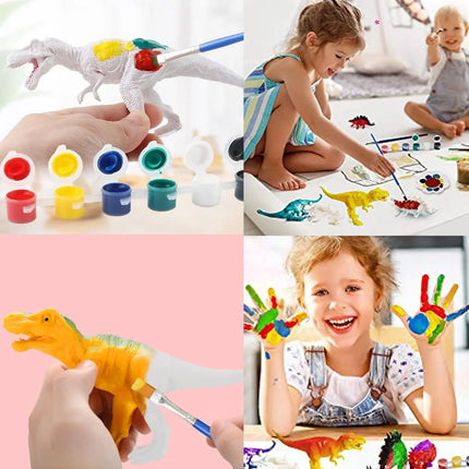 6/8PCS Unpainted DIY Dinosaur Paint Kit 3D Blank Dinosaur Figures Craft Painting Set Montessori Educational Creative Graffiti