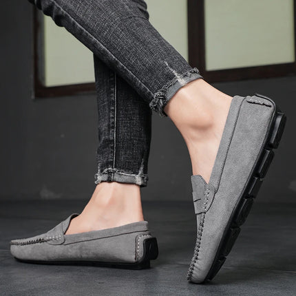 Fashion Suede Men Casual Shoes Breathable Leather Mens Loafers Slip on Male Driving Shoes Luxury Brand Comfortable Boat Shoes