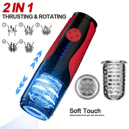 Telescopic Rotating Male Masturbator 7 Thrusting Rotation Modes Automatic Mastubator Cup for Men Blowjob Sex Toys Penis Pump