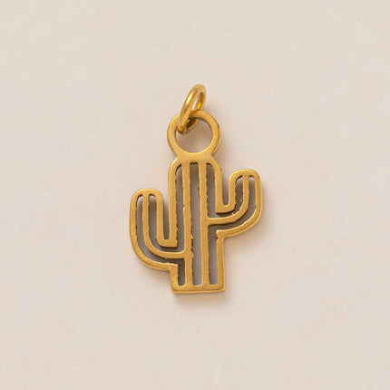 Stainless Steel DIY Cactus Coffee Cup Love Butterfly Pendant Vacuum Plated 18K Gold in Furnace charms for jewelry