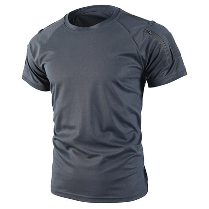 Tactical Short Sleeve T-Shirt Army Military Men's Athletic Tops Workout Gym Training T Shirt Quick Dry Outdoor Hiking Shirt