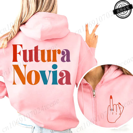 New Fashion Zipper Hoodies Women Future Bride & Tribu De La Novia Fashion Sweatshirt Spanish Girl Bachelorette Party Sportwear