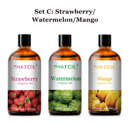 PHATOIL 100ml Aromatherapy Fragrance Oil Coconut & Vanilla Strawberry Cherry Lemon 1/2/3pcs Aroma Oil For Diffuser Candle Making