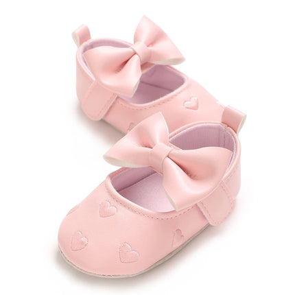 Spring and Autumn Embroidered Peach Heart Step Bow-knot Baby Shoes 0-1 Year Old Hand held Male and Female Baby Soft Bottom