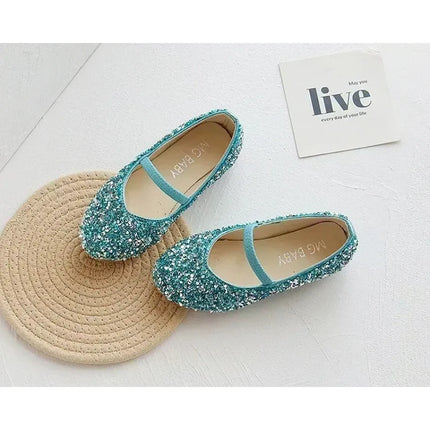 2025 Spring 1 to 12 years old girls dress shoes Beauty Pointed Toe Teen Girl Leather Shoes Bling Princess Wedding Shoes