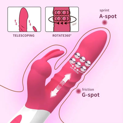 Thrusting Rabbit Vibrator G Spot Clitoral Vibrator Realistic Silicone Dildo Vibrator Thrust Vibrating Rose Sex Toys for Women