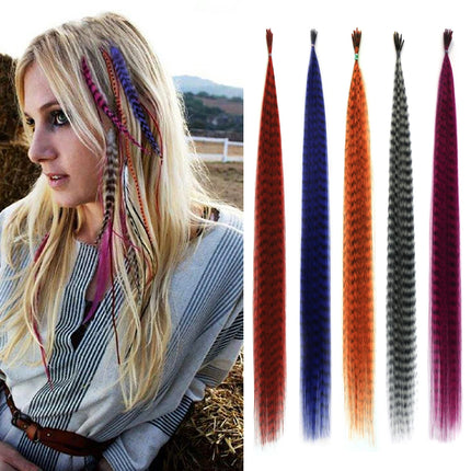 50Roots 16 Inch I-Tip Colorful Feather Hair Extension, Straight Synthetic Fiber,For carnival Music Festival,Christmas party