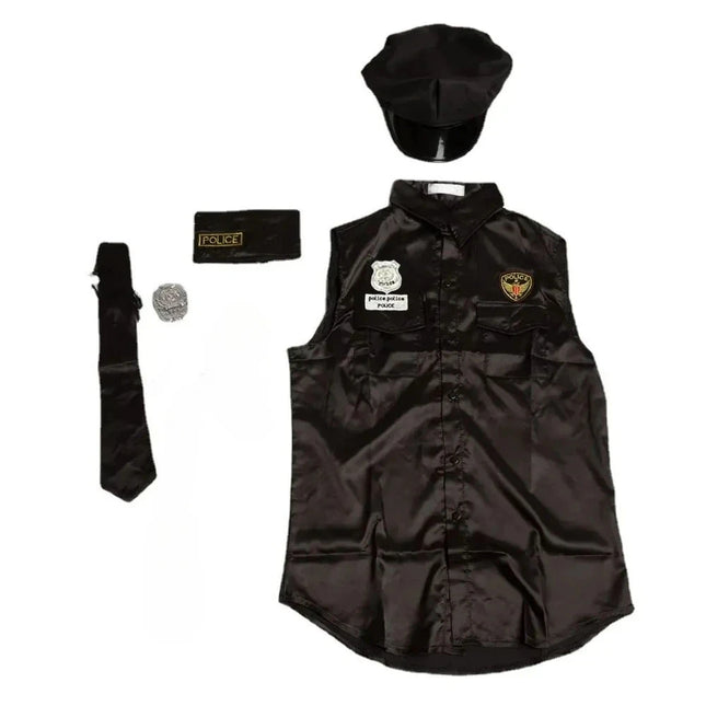 Hot Sexy Instructor Uniform Temptation Couples Black Cop Costumes Halloween for Women Men Game Stage Bar Police Costume Cosplay