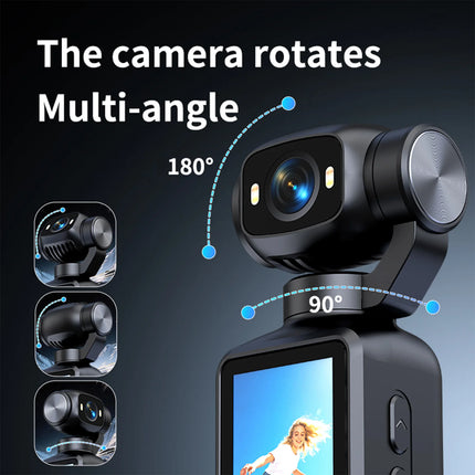 4K HD Pocket Action Camera 180 Degree Rotation Lens with 1.97-inch Screen for Cycling Travel Sport and Outdoor Activities
