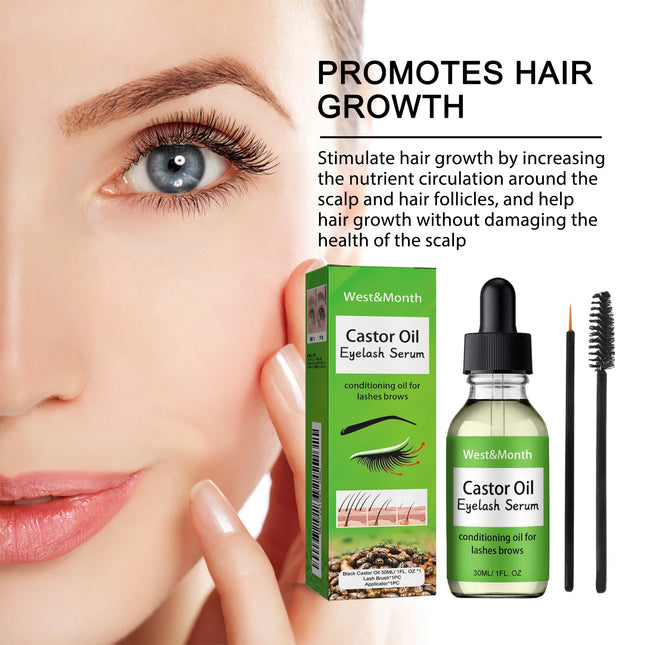 Castor Oil Eyelash Growth Serum With Brush Multipurpose Hair Eyebrow Eyelash Growth Thick Essence Nourishing Moisturizing Liquid