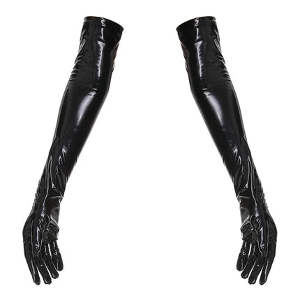 Sexy Women Patent Leather Long/Short Gloves PVC Wet Look Ladies Shiny Black Red Party Evening PU Gloves Cosplay Gothic Clubwear